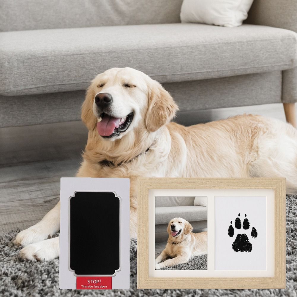 Bamboo Photo Frame - 木製ペット足跡キット インクレスキット クリーンタッチメモリアルフレーム クリーンタッチインクパッド ソフトクレイ足跡フォトフレーム ペットメモリアル