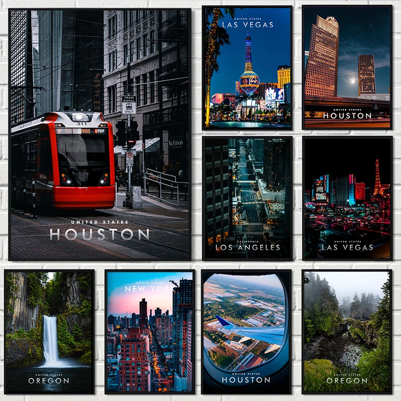 Home Decor Houston - 都市アメリカ風景ポスターヒューストンニューヨーク米国プリントダイヤモンド絵画壁アート写真ホームリビングルームの装飾用