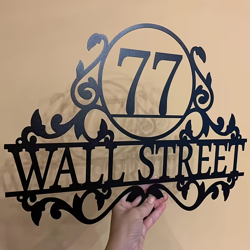 Home Decor Inspo - カスタムメタルハウスナンバー＆ストリートネームサイン - 屋外用、家の装飾用のパーソナライズされた鉄製住所プレート - 新年ギフト