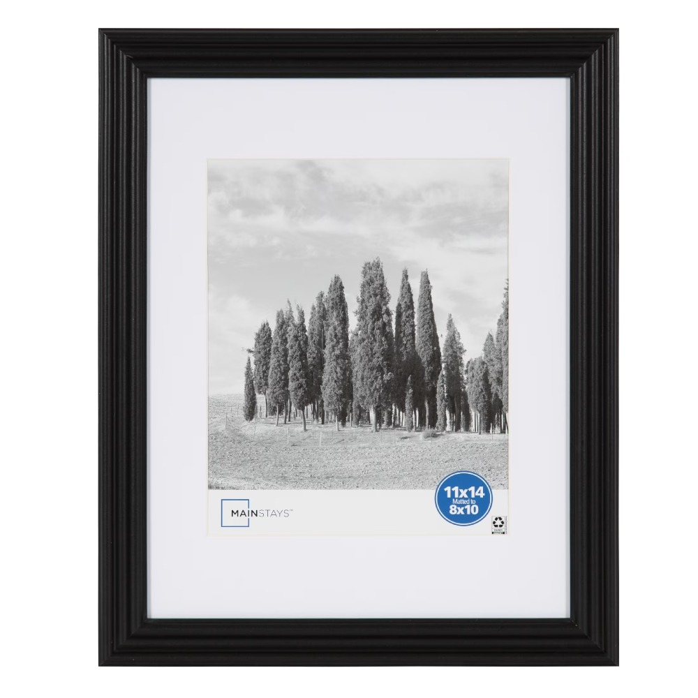 Bamboo Photo Frame - 8x10インチの黒色マット付きギャラリータイプの伝統的な壁掛け写真フレーム（ディスプレイ用）
