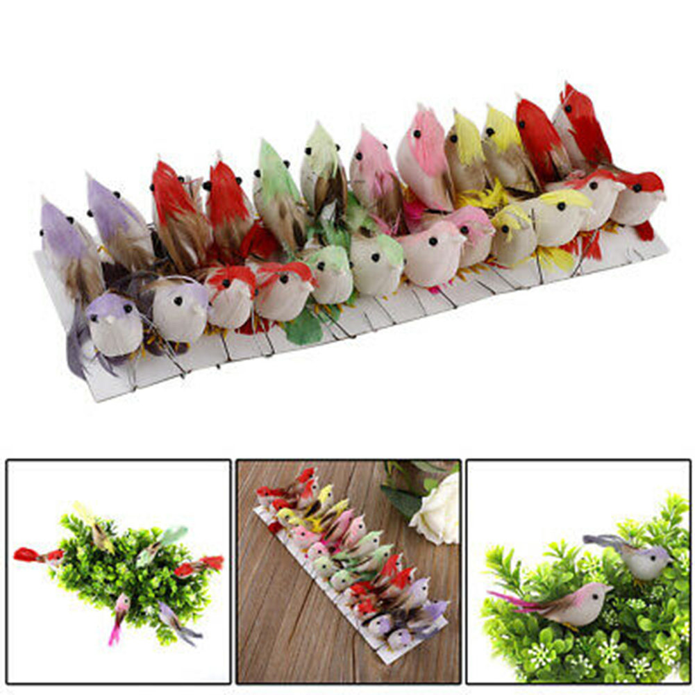 Home Decor Ikea - 24 個シミュレーション鳥ミニ人工発泡羽鳥 10*6 センチメートル DIY 無公害工芸品飾り家庭菜園の装飾ギフト