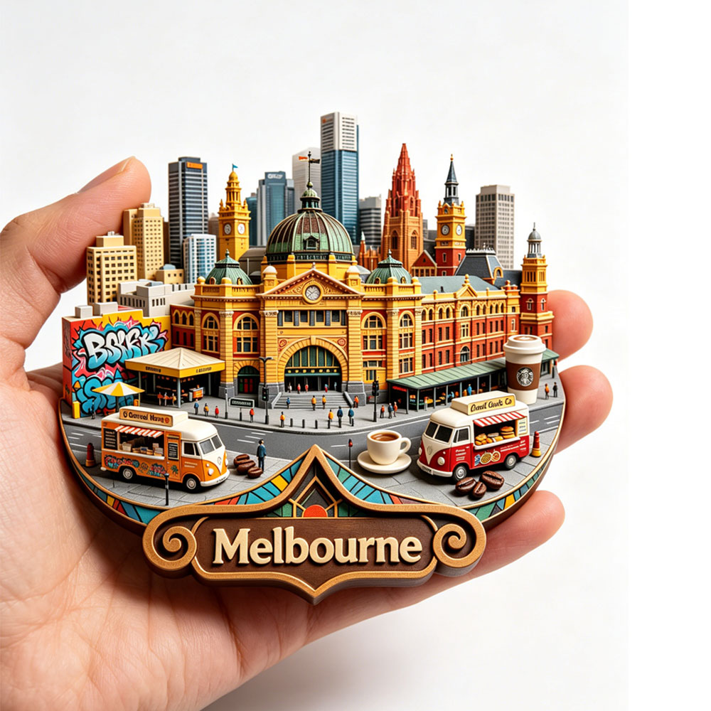 Home Decor Melbourne - メルボルンメタル冷蔵庫マグネット3Dエンボス加工旅行お土産旅行風景クリエイティブホームデコレーションギフトキッチン冷蔵庫用