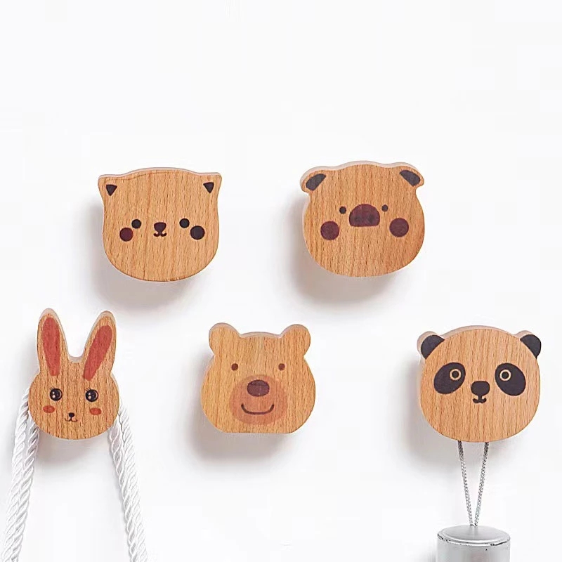 Home Decor Ikea - 木製かわいい動物コートフック無垢材ホルダー洋服キー装飾フック壁リビングルームドアオーガナイザーラック粘着/パンチ
