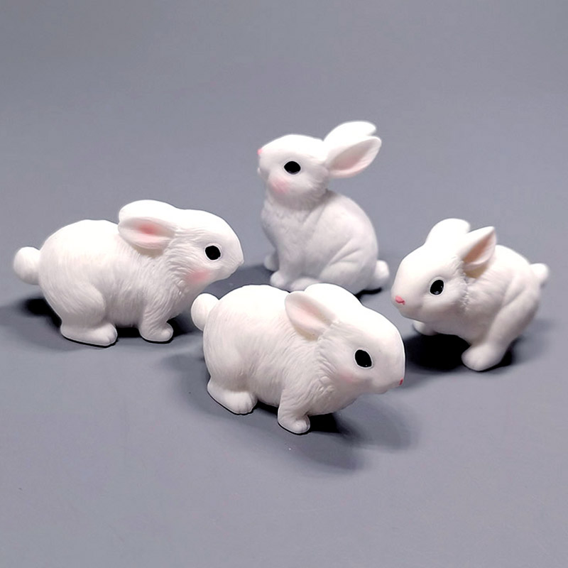 Home Decor Ikea - 人工白うさぎイースター装飾シミュレーション小さなウサギ妖精庭の置物おもちゃ DIY アクセサリードールハウス用
