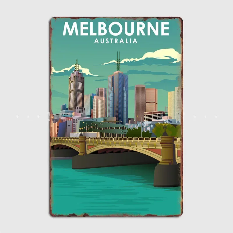 Home Decor Melbourne - 観光名所メルボルンオーストラリア旅行ポスター壁アート金属絵画ヴィンテージガーデンブリキ看板家の装飾部屋の装飾