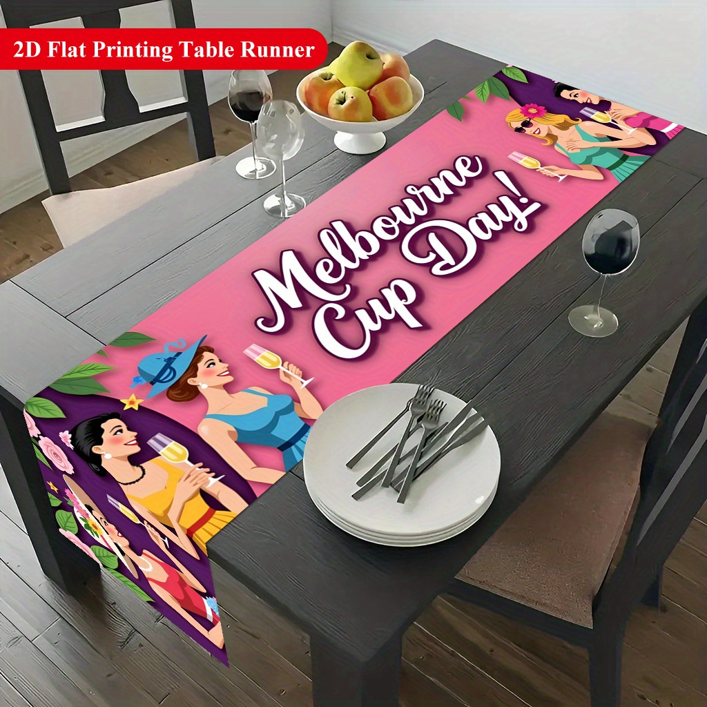 Home Decor Melbourne - 1pc メルボルンカップレーステーブルランナーホリデーパーティー装飾布家庭用キッチンダイニングオフィスリビングルームコーヒーテーブル用
