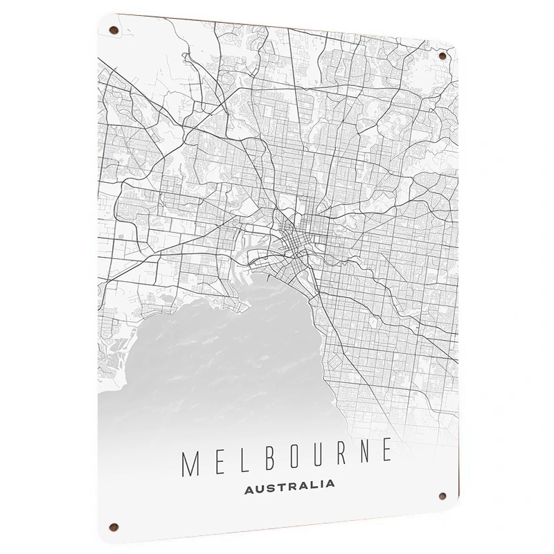 Home Decor Melbourne - メルボルン市地図メタルウォールアート モダンミニマリストホームデコレーション オーストラリア都市景観アイアンペインティング