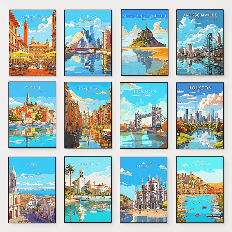 Home Decor Houston - ダイヤモンドペインティング都市旅行風景カラフルなミュンヘンロンドンヒューストンダイヤモンドモザイク手作りアートギフト家の装飾