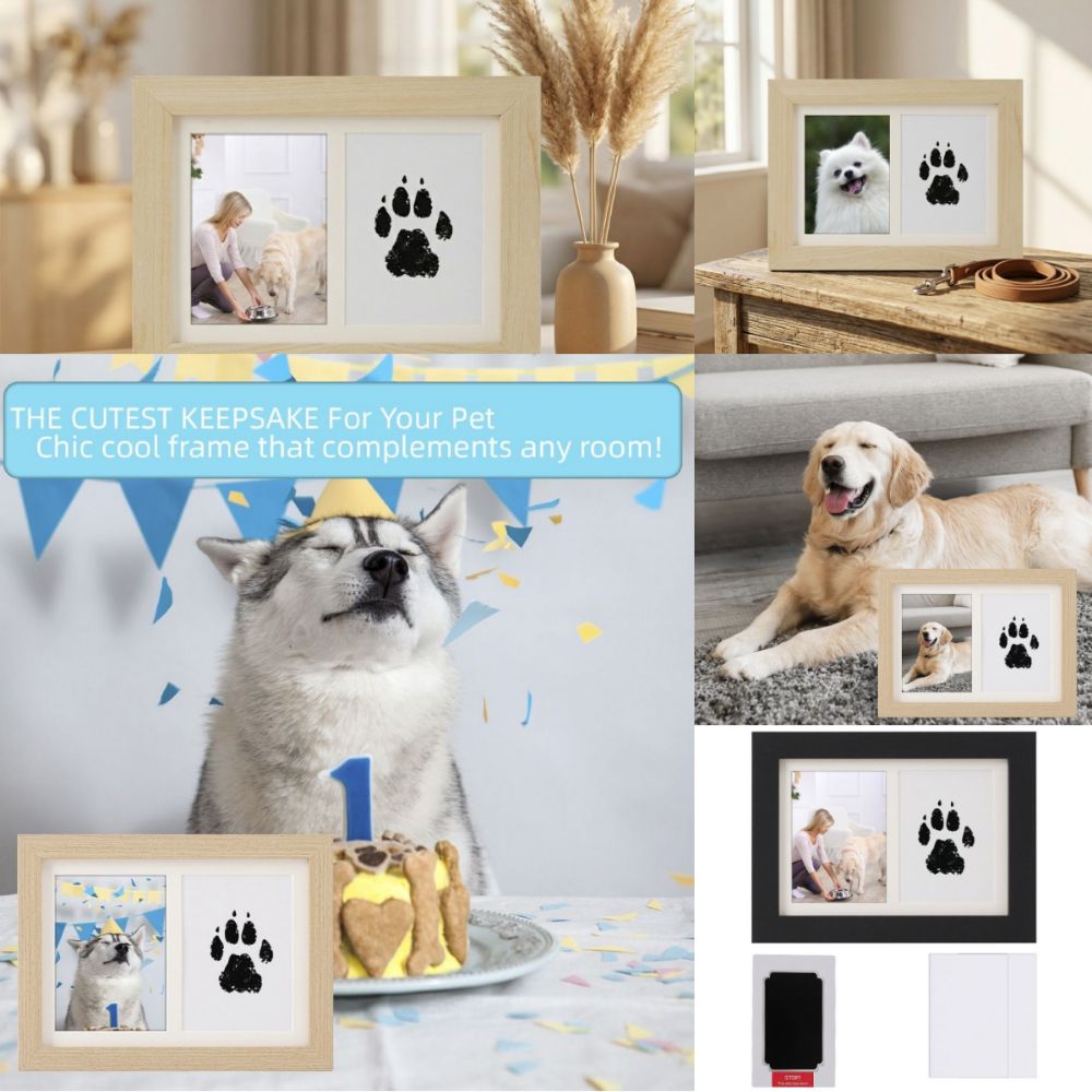 木製ペット足跡キット インクレスキット クリーンタッチメモリ - Bamboo Photo Frame のレビューと価格