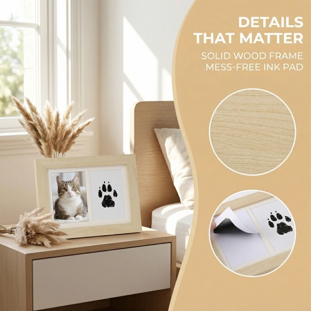 木製ペット足跡キット インクレスキット クリーンタッチメモリ - Bamboo Photo Frame のレビューと価格