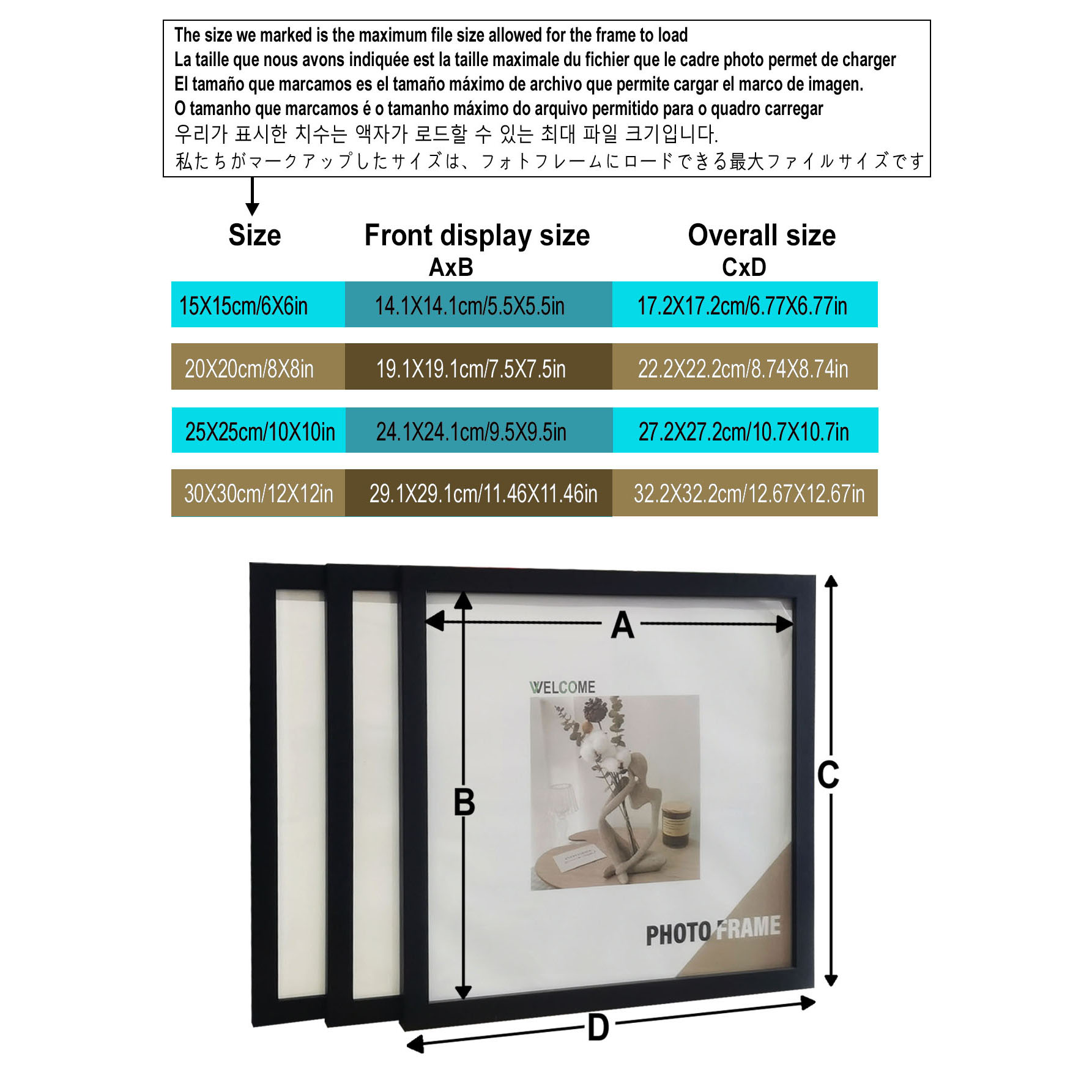 3 個木製正方形フォトフレーム壁掛けやデスクトップの装飾 2 - Bamboo Photo Frame のレビューと価格