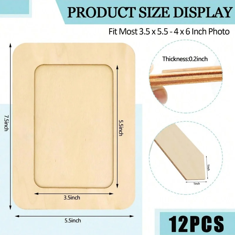5 個未完成木製フレーム波状/長方形フォトホルダー DIY  - Bamboo Photo Frame のレビューと価格