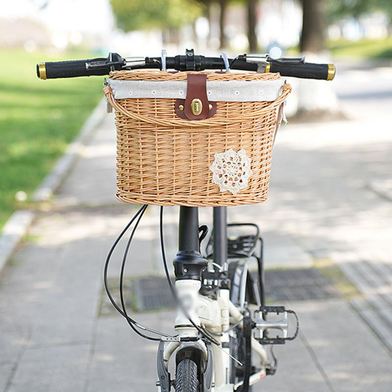収納用ウィッカー自転車ハンドルバーバスケット、ライナー付きフ - Rattan Plant Basket のレビューと価格