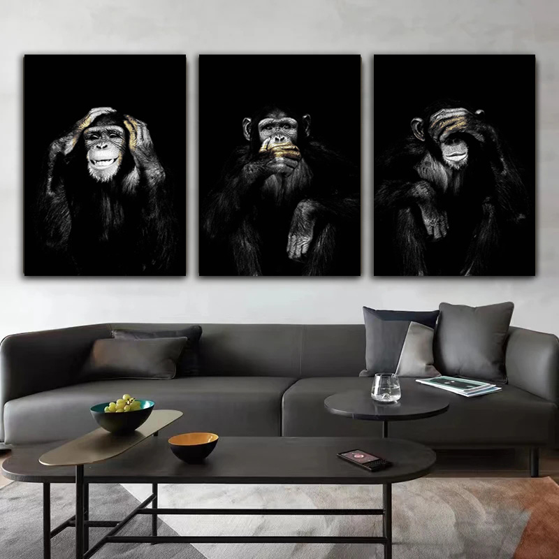 面白い猿HDポスター キャンバス絵画 動物 ウォールアート  - Home Decor Mirror のレビューと価格