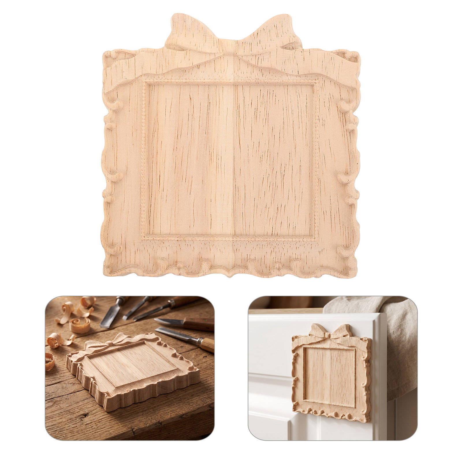木彫りフォトフレーム DIY家具装飾 引き出し前面アップリケ - Bamboo Photo Frame のレビューと価格