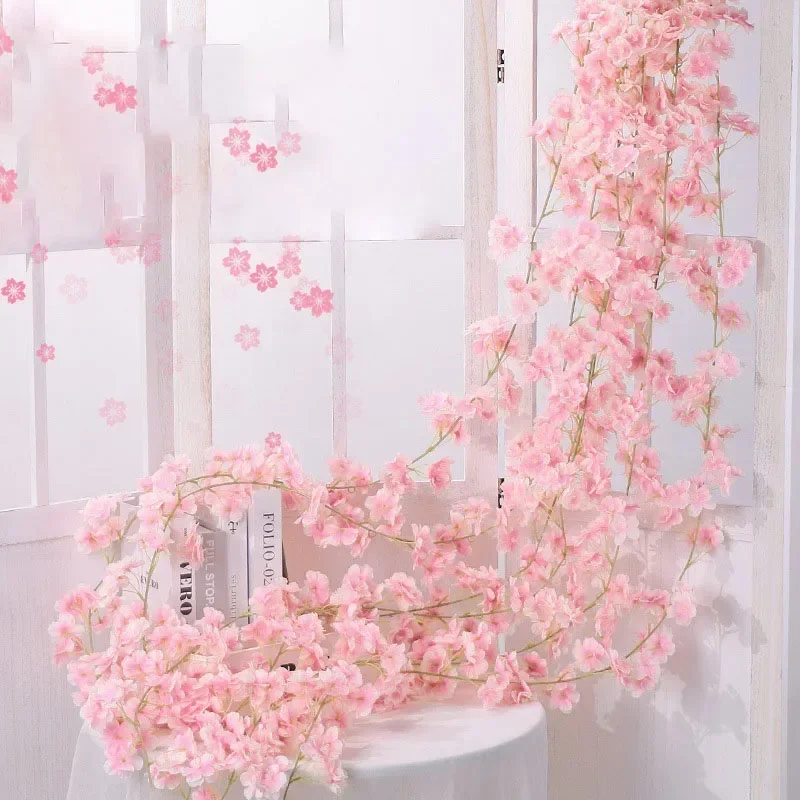 135 花頭 1 個シルク人工桜バラつる壁掛け花装飾籐偽植物 - Rattan Plant Basket のレビューと価格
