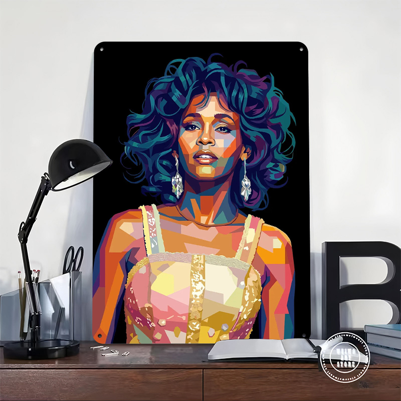 ホイットニーヒューストンポップアートポートレートメタルポスタ - Home Decor Houston のレビューと価格