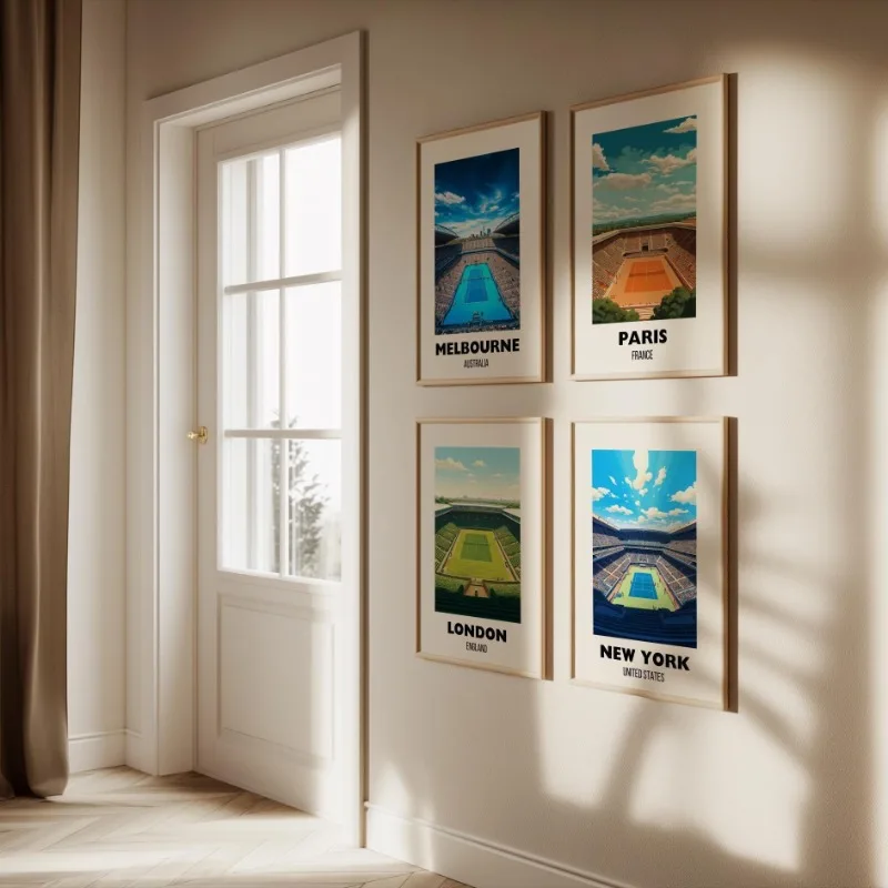 テニスメジャーポスターロンドンニューヨークパリメルボルングラ - Home Decor Melbourne のレビューと価格