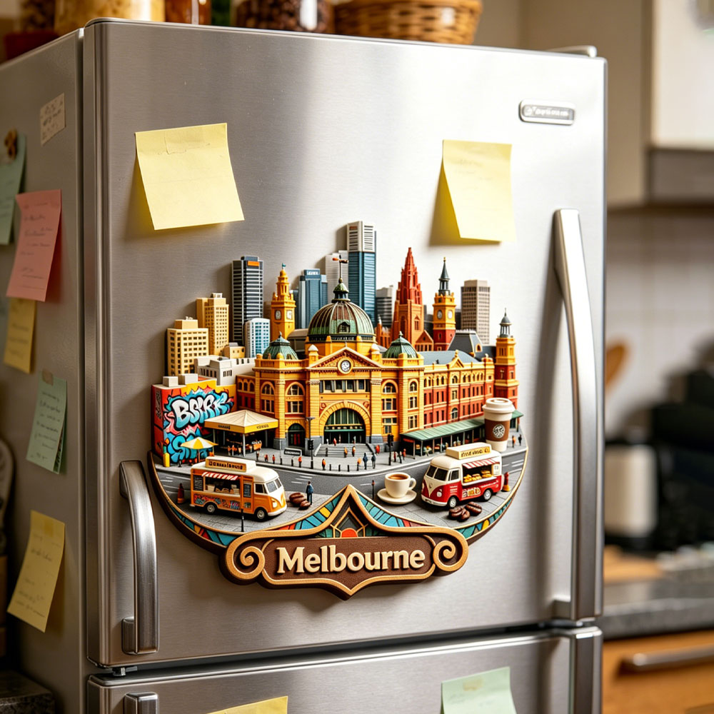 メルボルンメタル冷蔵庫マグネット3Dエンボス加工旅行お土産旅 - Home Decor Melbourne のレビューと価格