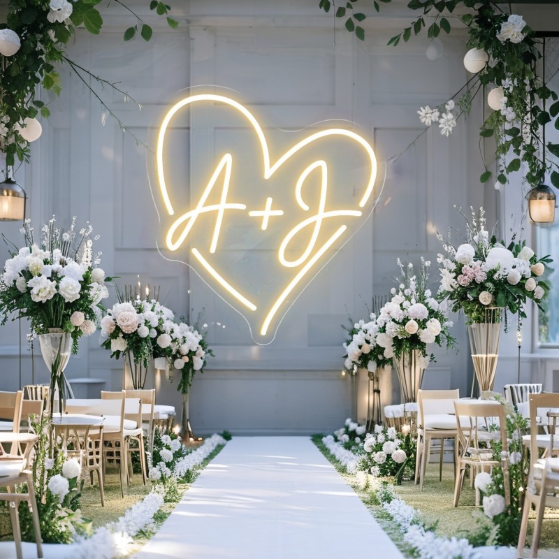 カスタムイニシャルハートLEDネオンサイン、結婚式パーティー - Home Decor Inspo のレビューと価格