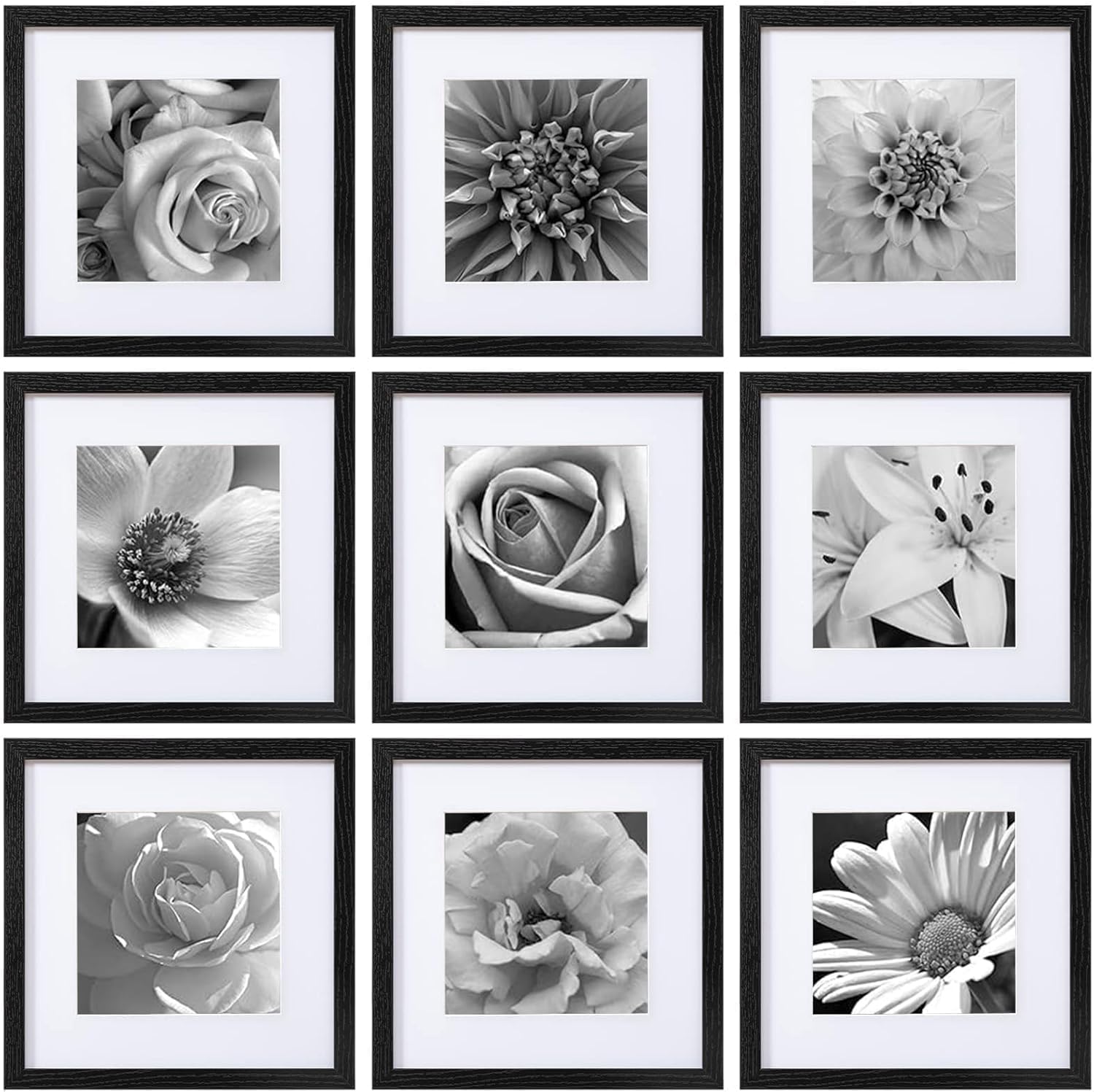 12x12インチ写真フレーム9個セット クラシックギャラリー - Bamboo Photo Frame のレビューと価格
