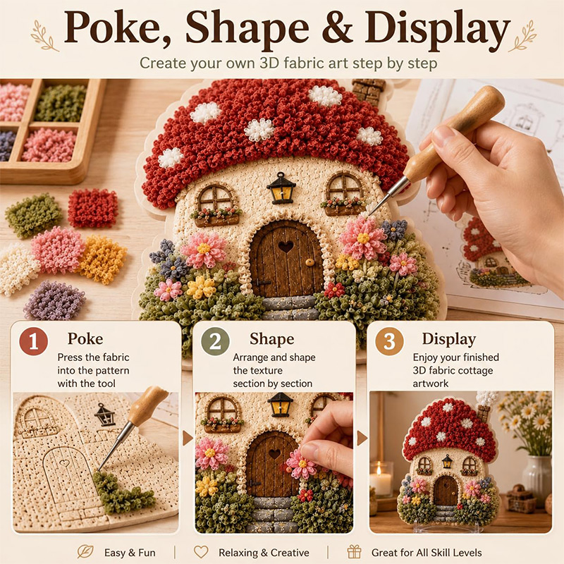 3Dマッシュルームハウス ポケアート DIYキット 布製パン - Home Decor Inspo のレビューと価格
