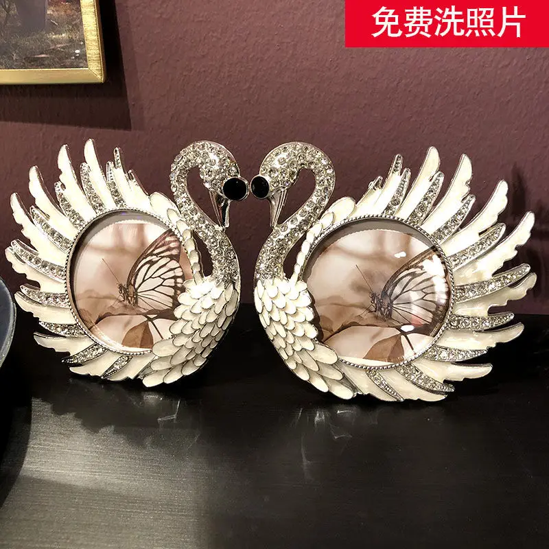 白鳥のヨーロッパ風ダイヤモンド象嵌クリエイティブフォトフレー - Bamboo Photo Frame のレビューと価格