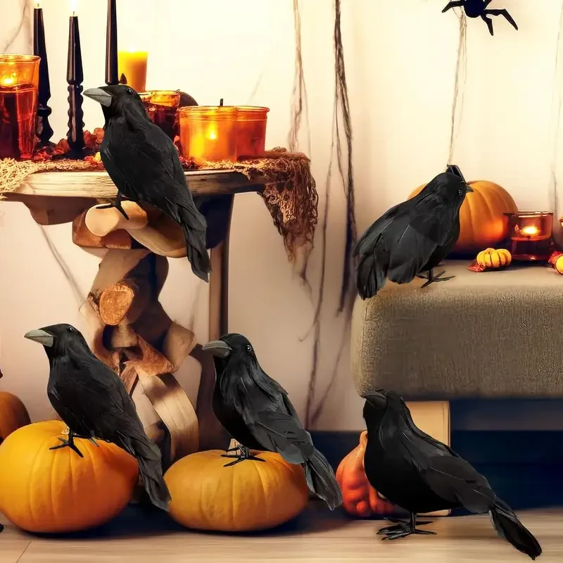 1PC ブラッククロウ ハロウィンデコレーション リアルな植 - Home Decor Inspo のレビューと価格