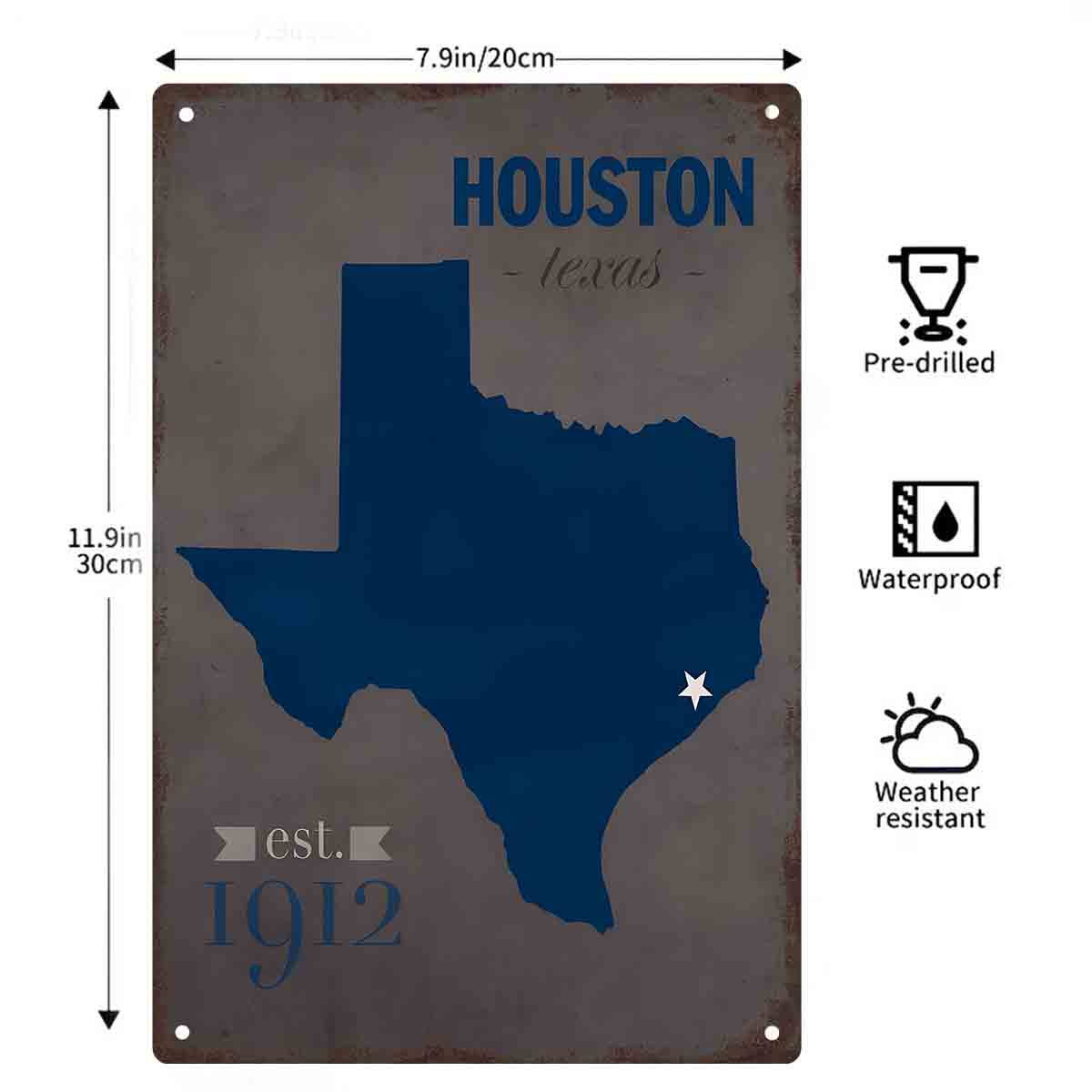 2Dフラット1ピース ヒューストン テキサス ブルーマップ  - Home Decor Houston のレビューと価格