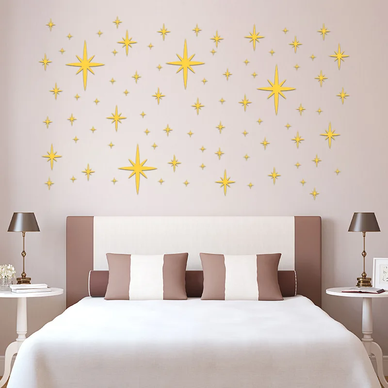 3D星型アクリルミラーデカールセット（壁用、防水、自己粘着、 - Home Decor Mirror のレビューと価格