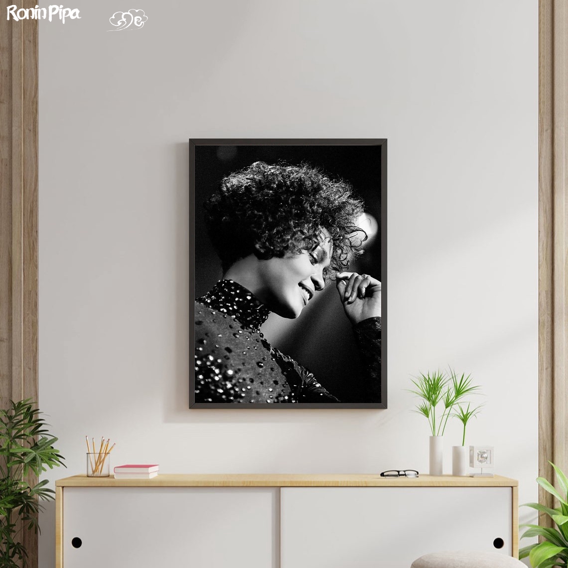 ホワイトニーシルエットミュージックポスターアートプリントキャ - Home Decor Houston のレビューと価格