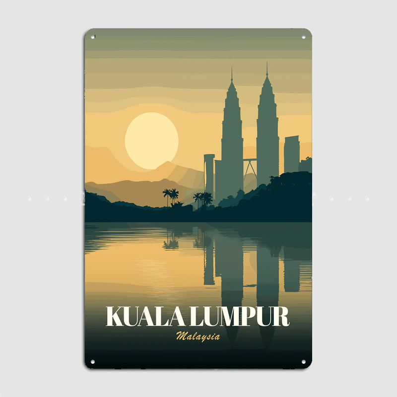 クアラルンプール マレーシア 旅行ポスター メタルサイン ル - Home Decor Malaysia のレビューと価格