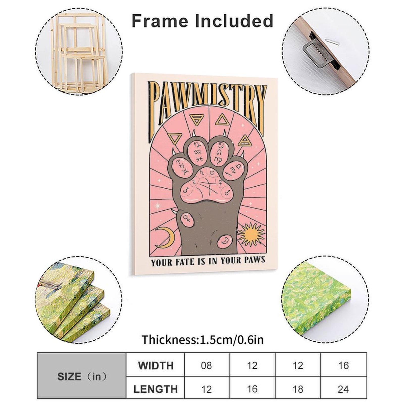 Pawmistry キャンバス絵画ポスター映画キャラクターク - Home Decor Mirror のレビューと価格