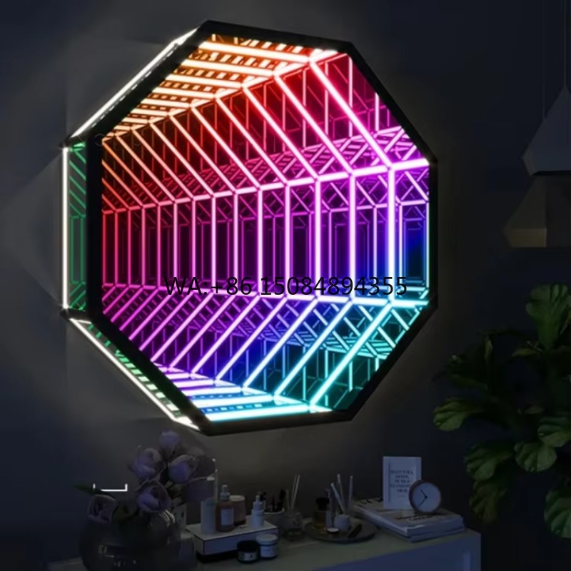 八角形3D無限鏡ライトトンネルミラー無限鏡LEDマジックライ - Home Decor Mirror のレビューと価格